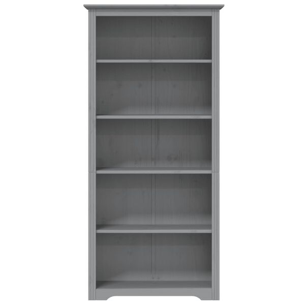 vidaXL Βιβλιοθήκη BODO 5 Επ. Γκρι 82x40x173 εκ. από Μασίφ Ξύλο Πεύκου