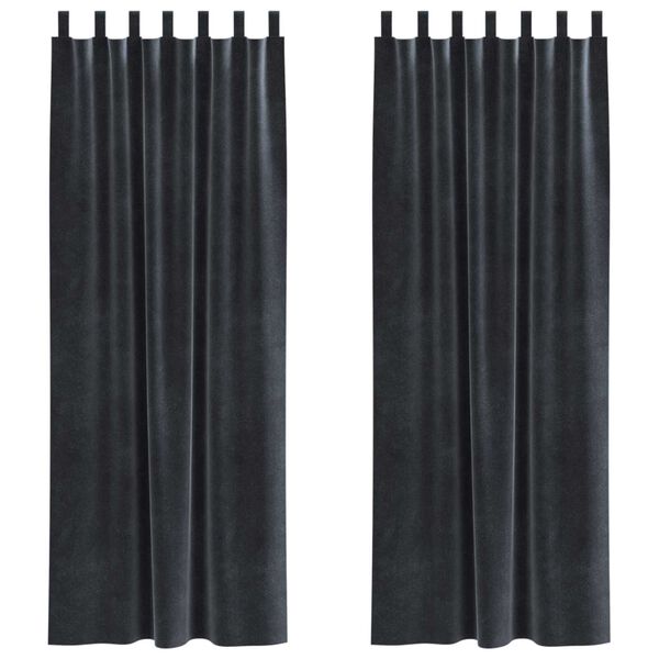vidaXL Κουρτίνες με κουρτίνες 2 pcs Σκούρο γκρι 140 x 260 cm Βελούδο