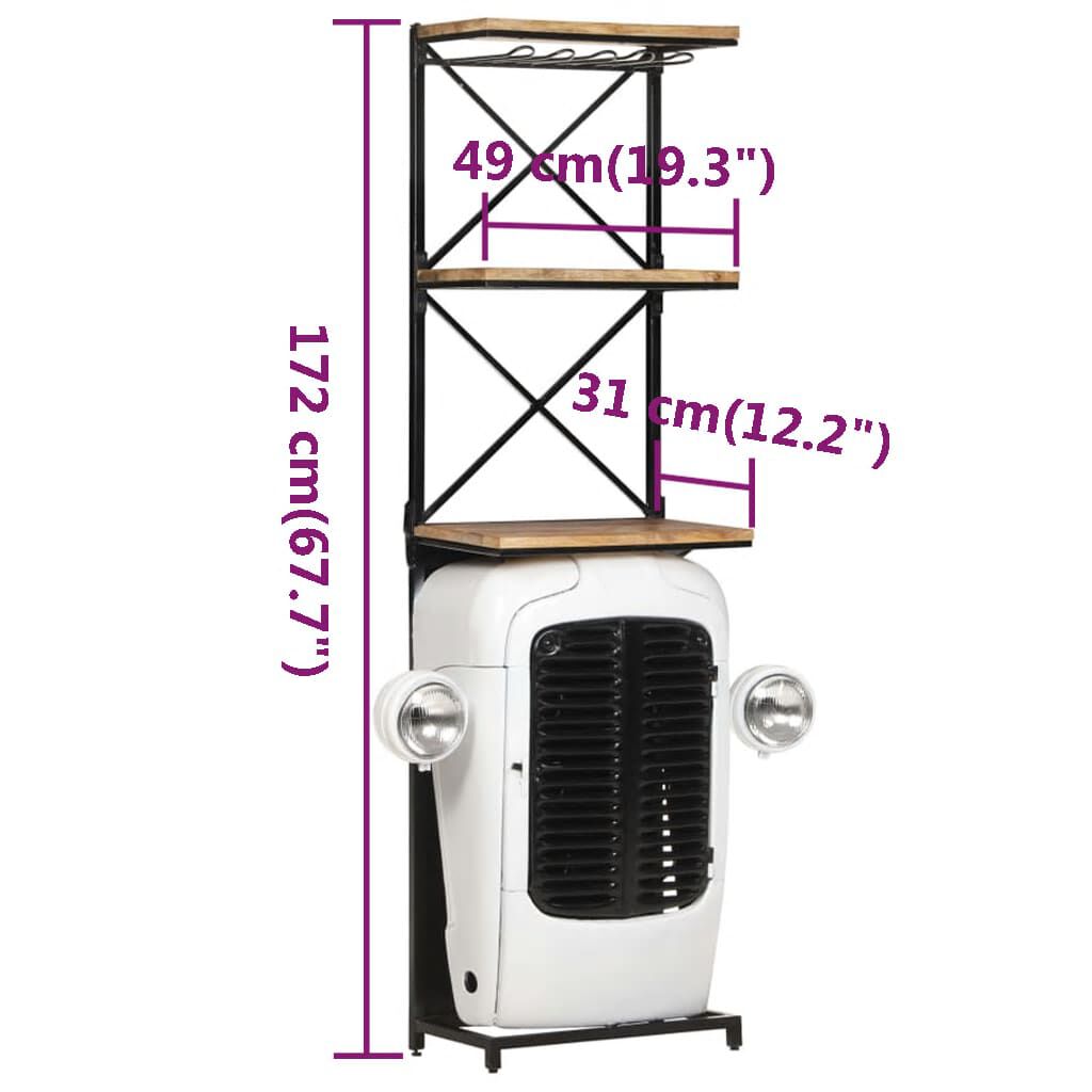 vidaXL Κάβα Κρασιών Λευκή Όψη Τρακτέρ 49x31x172 εκ. Μασίφ Ξύλο Μάνγκο
