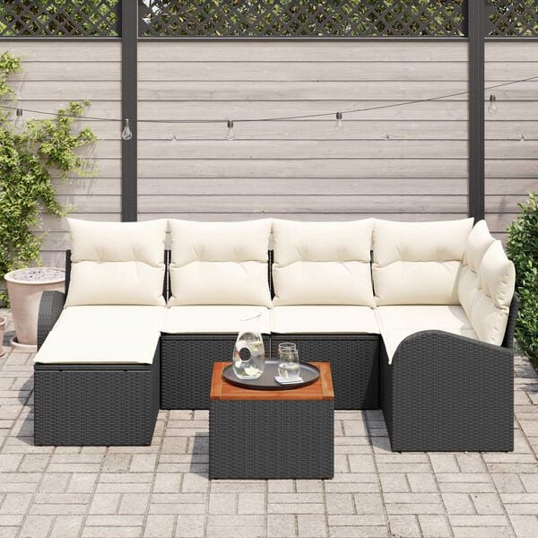 vidaXL Σετ Καναπέ Κήπου 7 pcs Μαύρο και λευκό