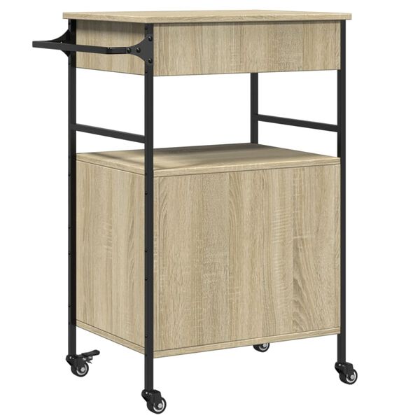 vidaXL Τρόλεϊ Κουζίνας Sonoma Δρυς 56x43x89,5 εκ. Επεξεργασμένο Ξύλο