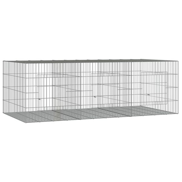 vidaXL Κλουβί Κουνελιών 3 Πάνελ 163x79x54 εκ. από Γαλβανισμένο Σίδερο