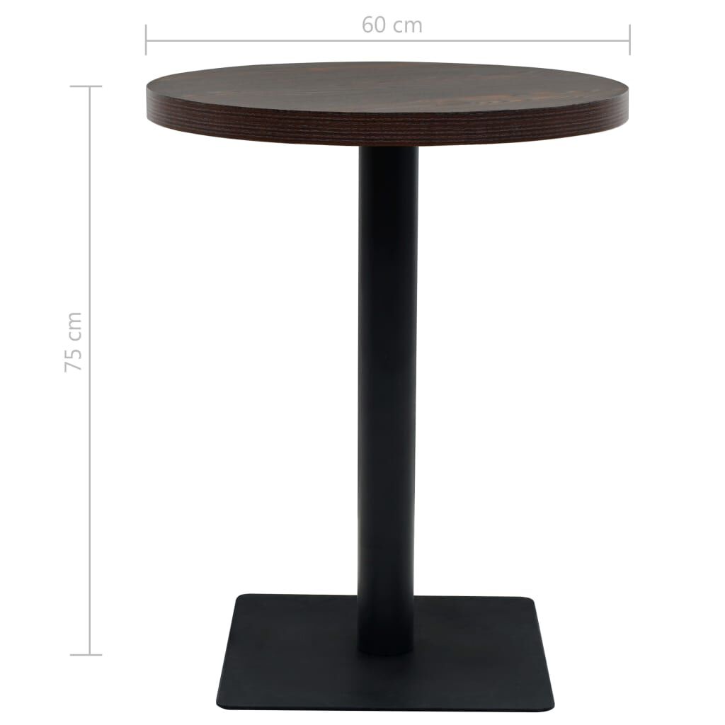 vidaXL Τραπέζι Bistro Στρογγυλό Σκούρο Σταχτί 60 x 75 εκ. MDF / Ατσάλι