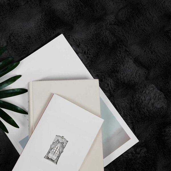 vidaXL Ψεύτικη κουβέρτα από κουνέλι 4 pcs Μαύρο 150 x 220 cm