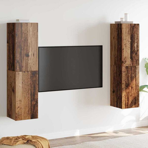 vidaXL Σύνολο Ντουλαπιών Τηλεόρασης Επιτοίχιο 4 pcs Παλαιό ξύλο
