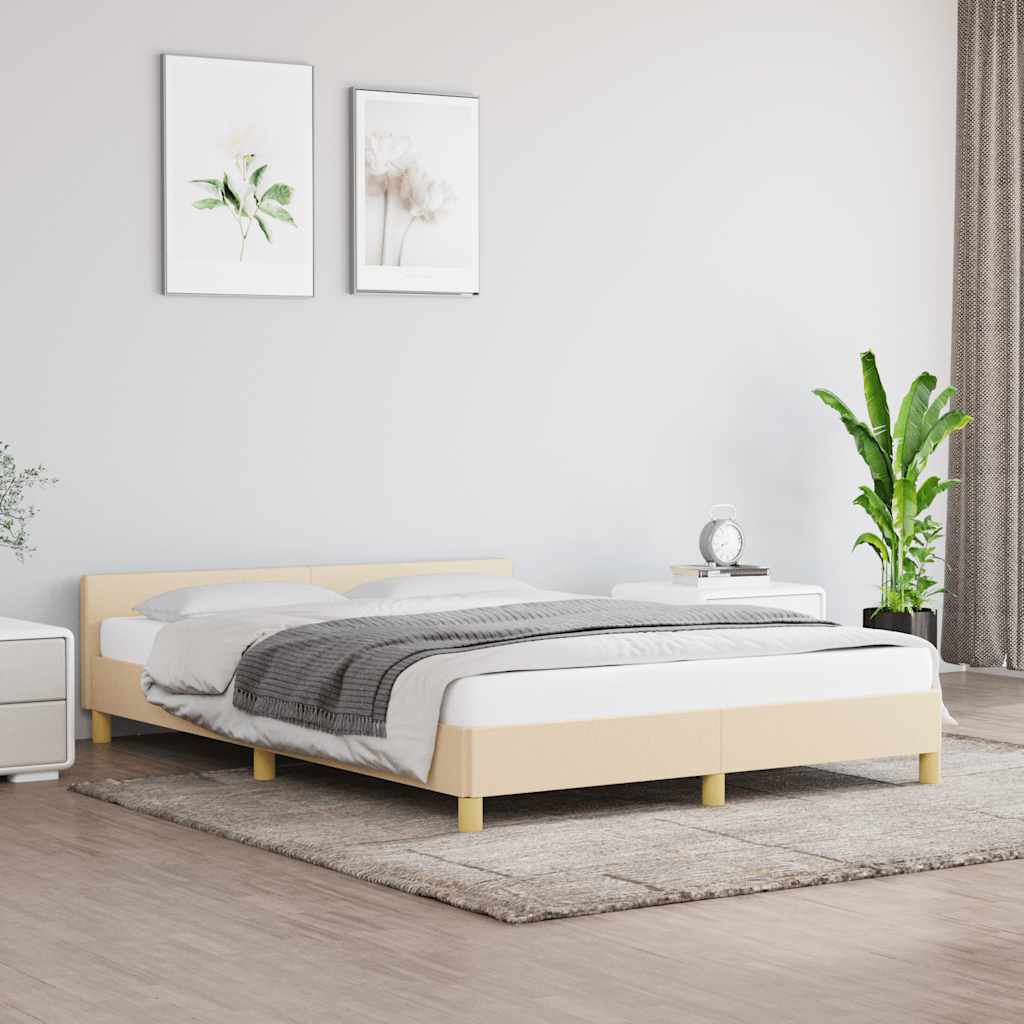 vidaXL Σκελετός Κρεβατιού Χωρίς Στρώμα Κρεμ 140x200 εκ.Υφασμάτινο