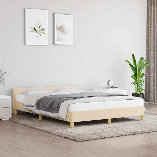 vidaXL Σκελετός Κρεβατιού Χωρίς Στρώμα Κρεμ 140x200 εκ.Υφασμάτινο