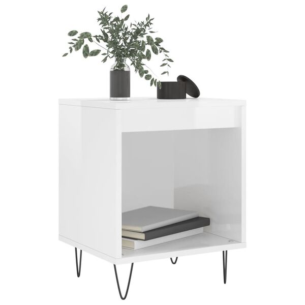 vidaXL Κομοδίνα 2 τεμ. Γυαλ. Λευκό 40 x 35 x 50 εκ. Επεξεργασμένο Ξύλο
