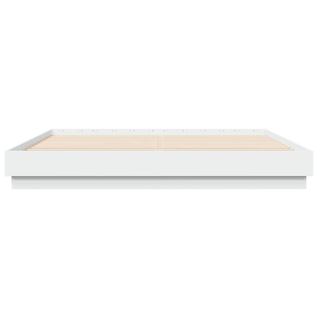 vidaXL Πλαίσιο Κρεβατιού με LED Λευκό 200 x 200 εκ.
