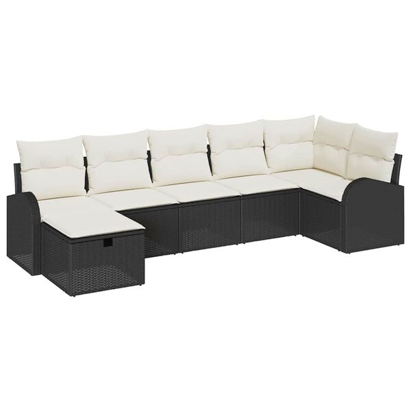 vidaXL Σετ Καναπέ Κήπου 7 pcs Μαύρο και κρεμ 289 x 124 x 85 εκ.