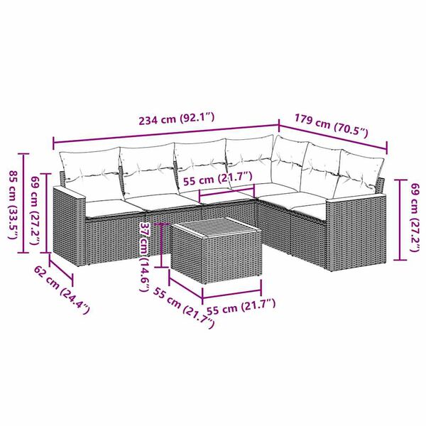 vidaXL &Kappa;&alpha;&nu;&alpha;&pi;έ&sigmaf; &Sigma;&epsilon;&tau; 7 &Tau;&epsilon;&mu;&alpha;&chi;ί&omega;&nu; &Mu;&alpha;ύ&rho;&omicron; &Sigma;&upsilon;&nu;&theta;&epsilon;&tau;&iota;&kappa;ό &Rho;&alpha;&tau;ά&nu; &mu;&epsilon; &Mu;&alpha;&xi;&iota;&lambda;ά&rho;&iota;&alpha;
