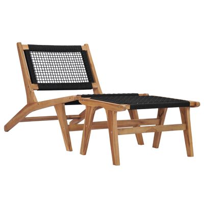 vidaXL Σεζλόνγκ με Υποπόδιο από Μασίφ Ξύλο Teak και Σχοινί