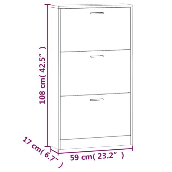 vidaXL Παπουτσοθήκη Καπνιστή Δρυς 59x17x108 εκ. από Επεξεργασμένο Ξύλο