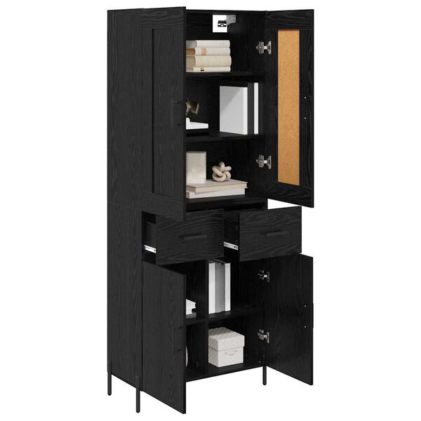 vidaXL Highboard &mu;&epsilon; &sigma;&upsilon;&rho;&tau;ά&rho;&iota; 2 pcs &Mu;&alpha;ύ&rho;&eta; &Omicron;&xi;&upsilon;ά &Epsilon;&pi;&epsilon;&xi;&epsilon;&rho;&gamma;&alpha;&sigma;&mu;έ&nu;&omicron; &xi;ύ&lambda;&omicron;