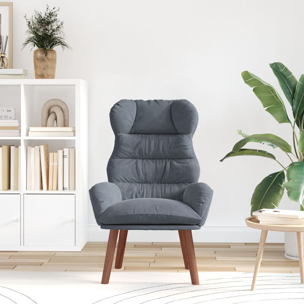 vidaXL Χαλαρωτική Πολυθρόνα Σκούρο γκρι 69 x 74 x 93 εκ. Βελούδο