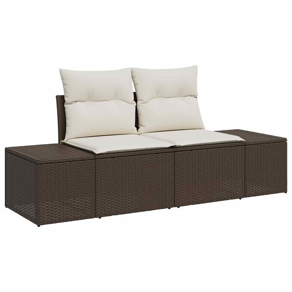 vidaXL Σετ Καναπέ Κήπου με αποθήκευση 8 pcs Καφέ Πολυ ράταν
