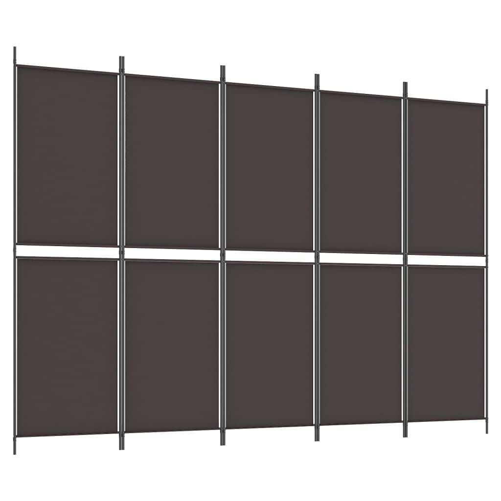 vidaXL Διαχωριστικό Δωματίου με 5 Πάνελ Καφέ 250x180 εκ. από Ύφασμα