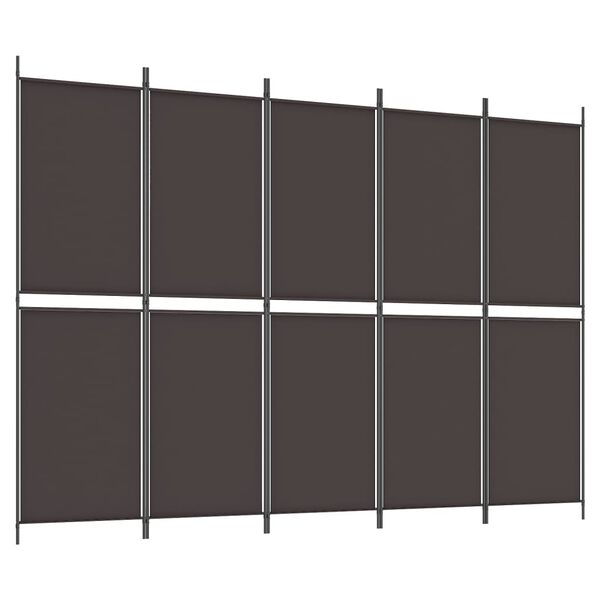 vidaXL Διαχωριστικό Δωματίου με 5 Πάνελ Καφέ 250x180 εκ. από Ύφασμα