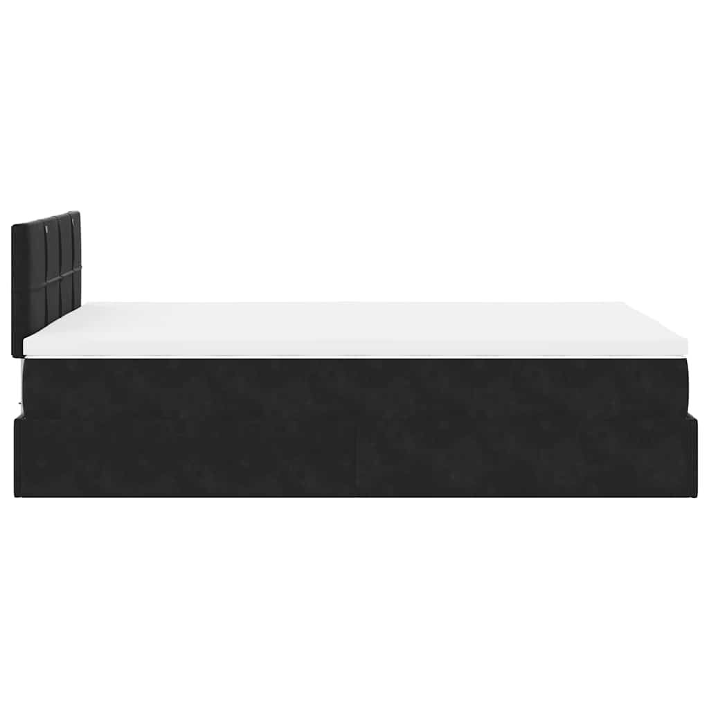 vidaXL Οθωμανικό κρεβάτι με στρώμα Μαύρο 120x200cm Velvet