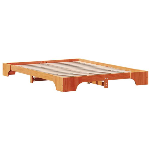 vidaXL Κρεβάτι Καφέ κερωμένο Μασίφ ξύλο 150 x 200 εκ Ανθεκτικό Κρεβάτι