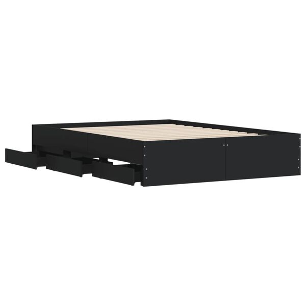 vidaXL Πλαίσιο Κρεβατιού με Συρτάρια Μαύρο 120x200 εκ Επεξεργ. Ξύλο