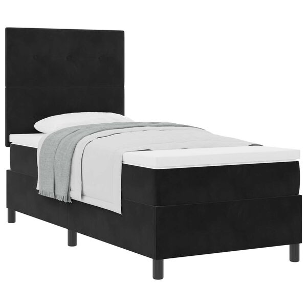 κρεβάτι box spring vidaXL με στρώμα Μαύρο Μονό Βελούδινο