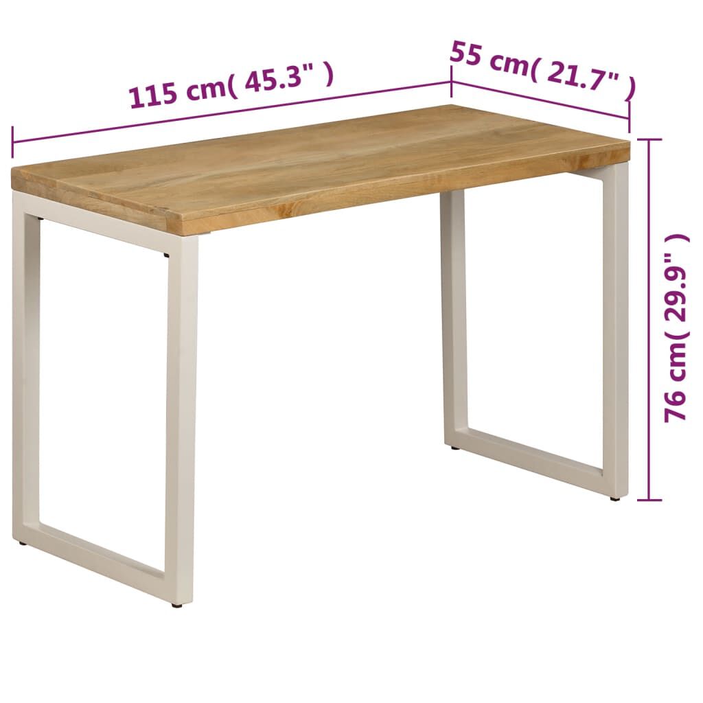 vidaXL Τραπεζαρία 115 x 55 x 76 εκ. από Μασίφ Ξύλο Μάνγκο και Ατσάλι