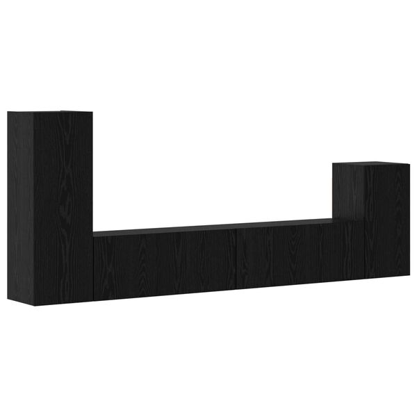vidaXL Τηλεοπτική Κάβα Τοίχου 4 pcs Μαύρη Δρυς Επεξεργασμένο ξύλο