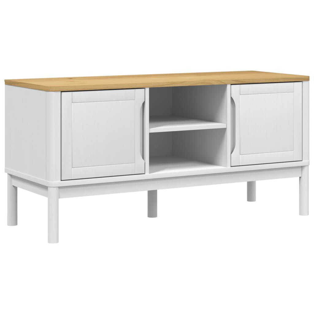 vidaXL Έπιπλο Τηλεόρασης FLORO Λευκό 114x43x55εκ από Μασίφ Ξύλο Πεύκου