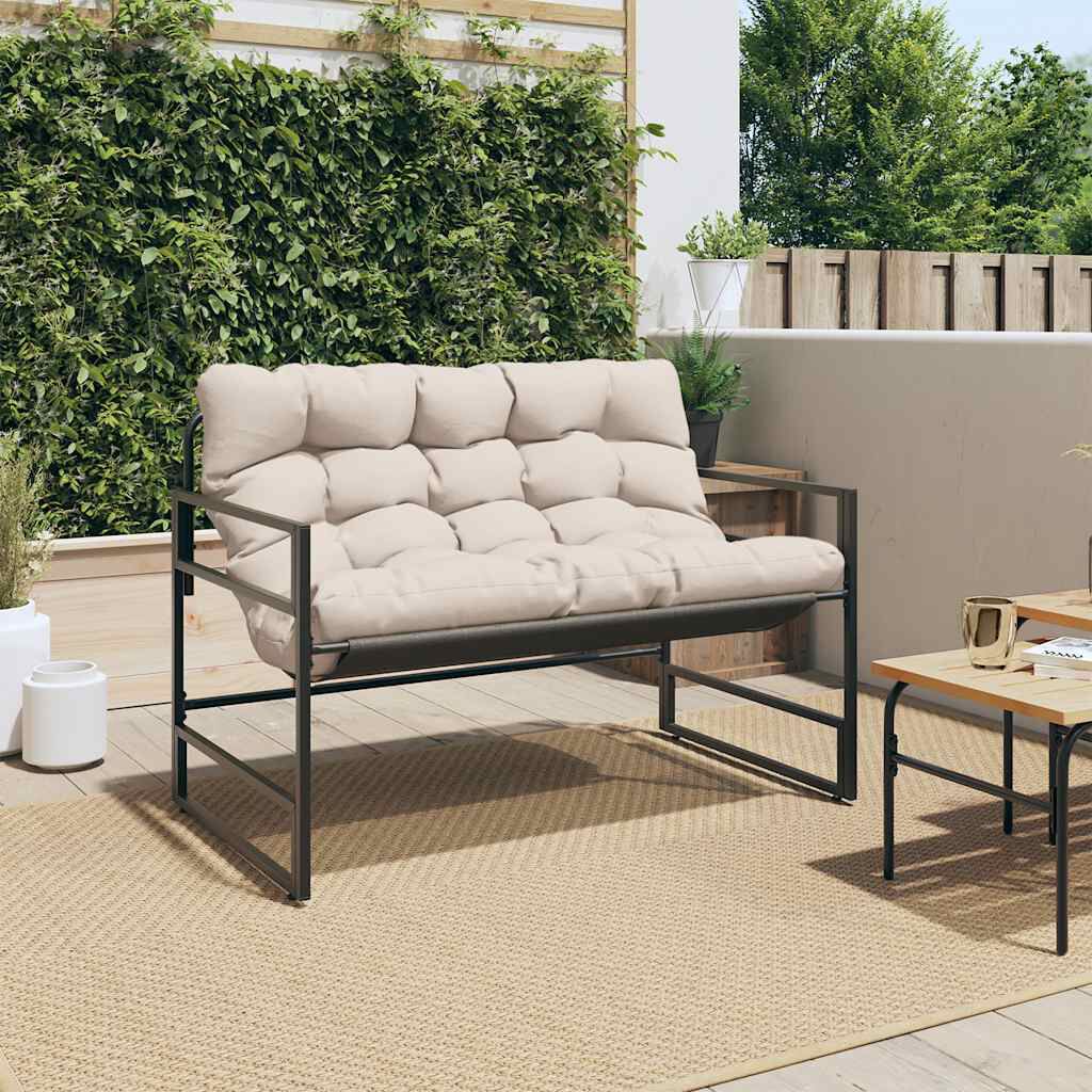vidaXL Παγκάκι Κήπου Taupe 113 εκ. από Ατσάλι με Μαξιλάρι