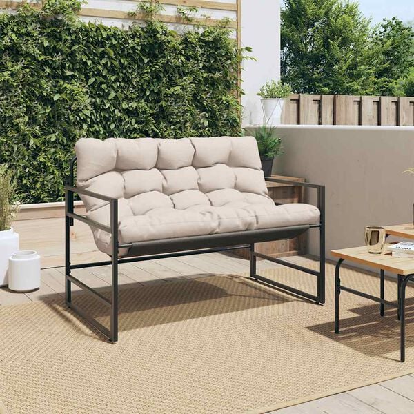 vidaXL Παγκάκι Κήπου Taupe 113 εκ. από Ατσάλι με Μαξιλάρι
