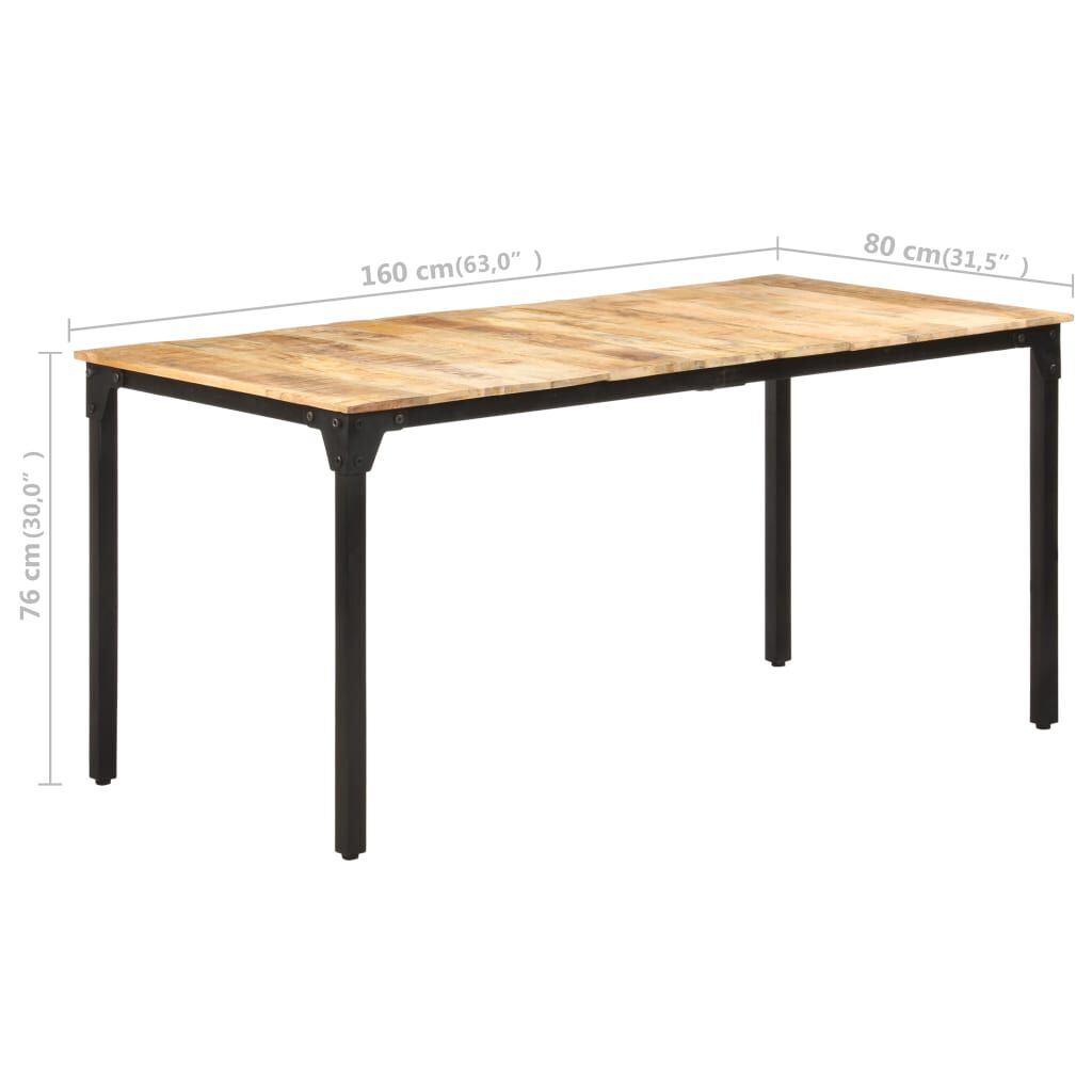 vidaXL Τραπεζαρία 160 x 80 x 76 εκ. από Ακατέργαστο Ξύλο Μάνγκο