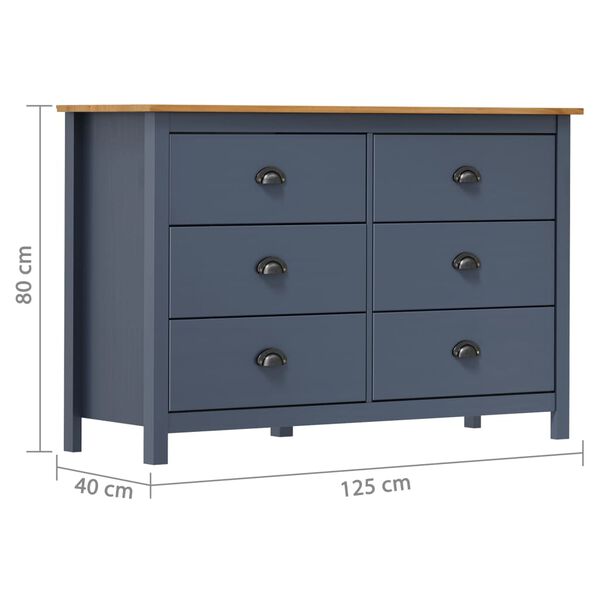vidaXL Μπουφές Hill Γκρι 125x40x80 εκ. από Μασίφ Ξύλο Πεύκου