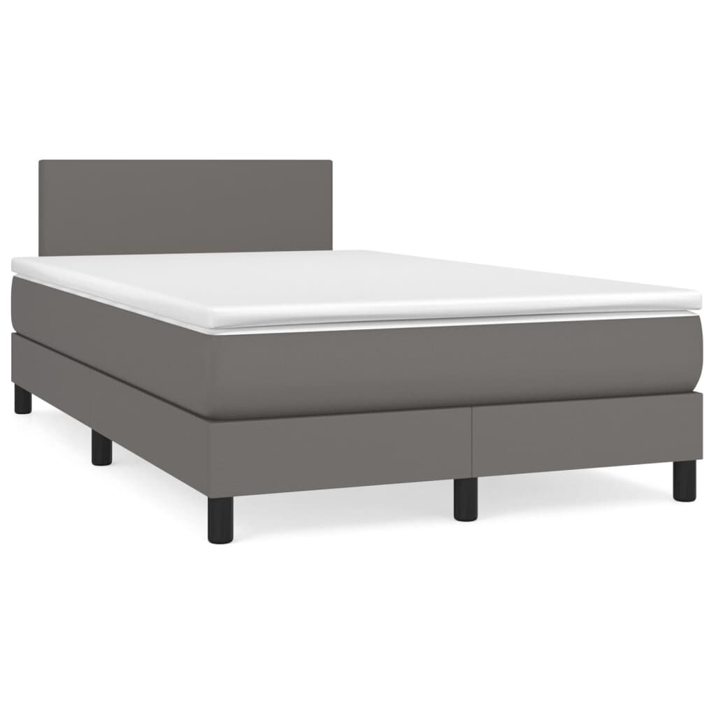 vidaXL Κρεβάτι Boxspring με Στρώμα Γκρι 120x190εκ. από Συνθετικό Δέρμα