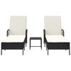 vidaXL Ξαπλώστρα 2 pcs Μαύρο 35 x 35 x 32 εκ. συνθετικό ρατάν