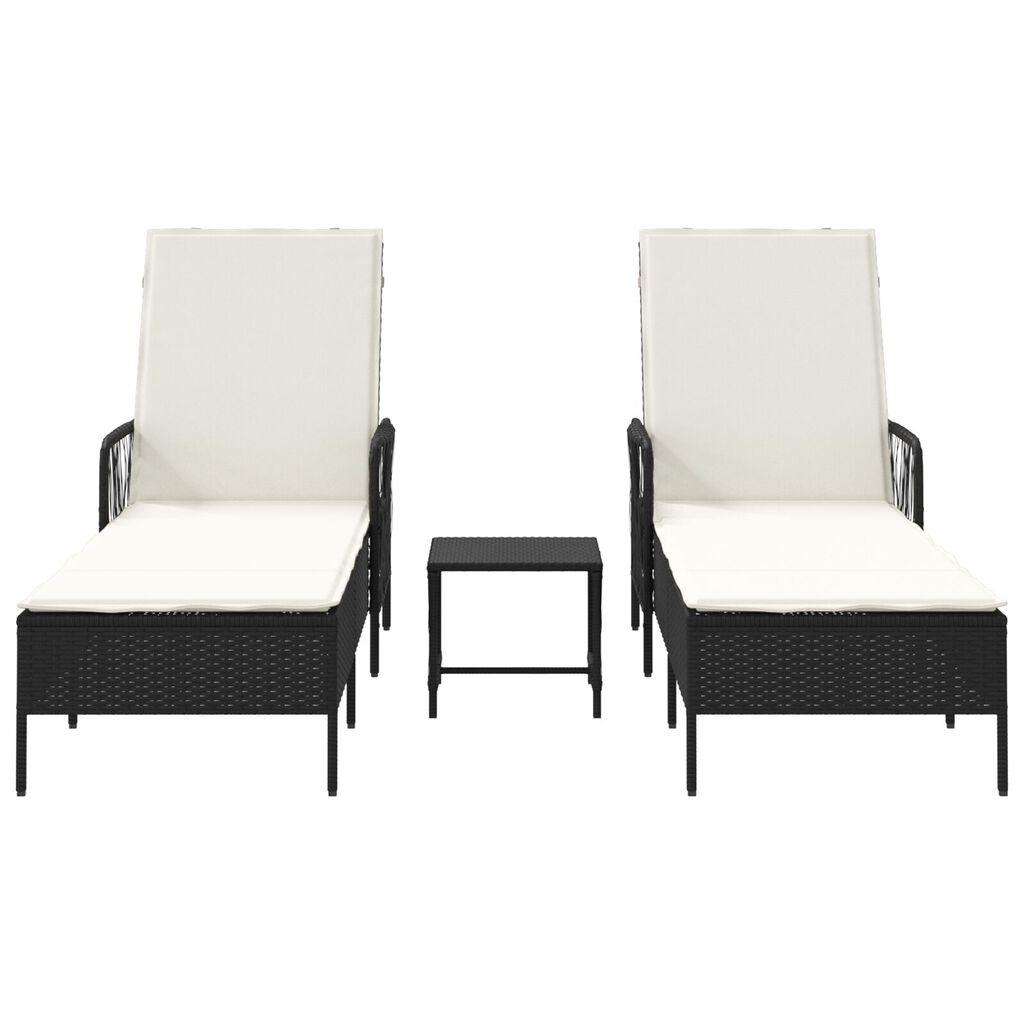 vidaXL Ξαπλώστρα 2 pcs Μαύρο 35 x 35 x 32 εκ. συνθετικό ρατάν