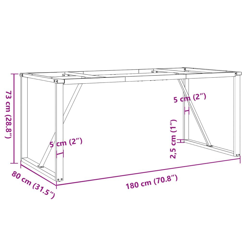 vidaXL Πόδια Τραπεζαρίας σε Σχήμα «Ο» 180x80x73 εκ. Ατσάλι