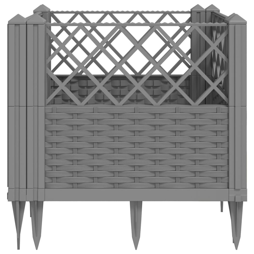 vidaXL Ζαρντινιέρα με Πασσάλους Αν.Γκρι43,5x43,5x43,5εκ Πολυπροπυλένιο