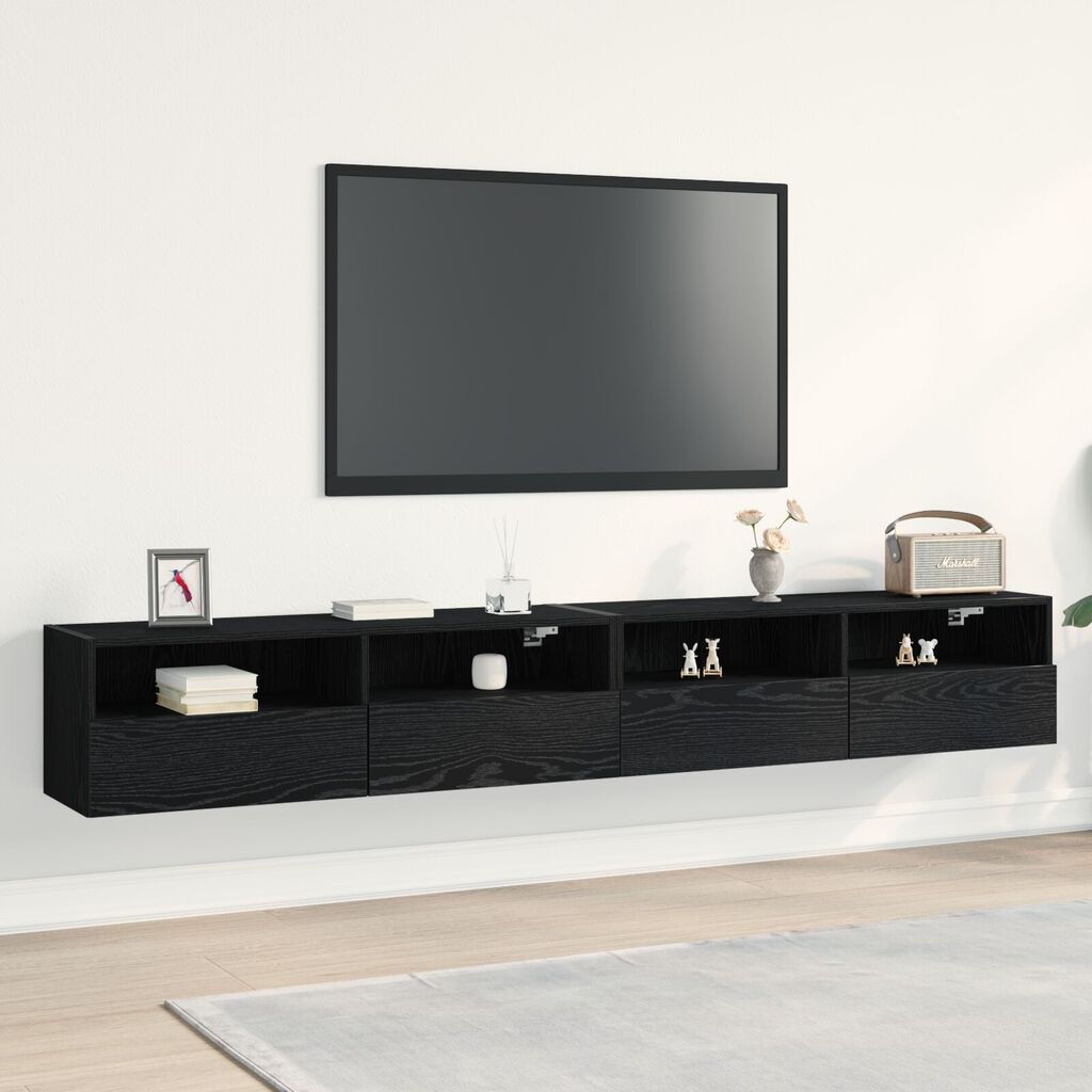 vidaXL Ντουλάπια Τηλεόρασης 2 τεμ Μαύρο Δρυς 100x30x30 cm Επεξεργασμένο Ξύλο