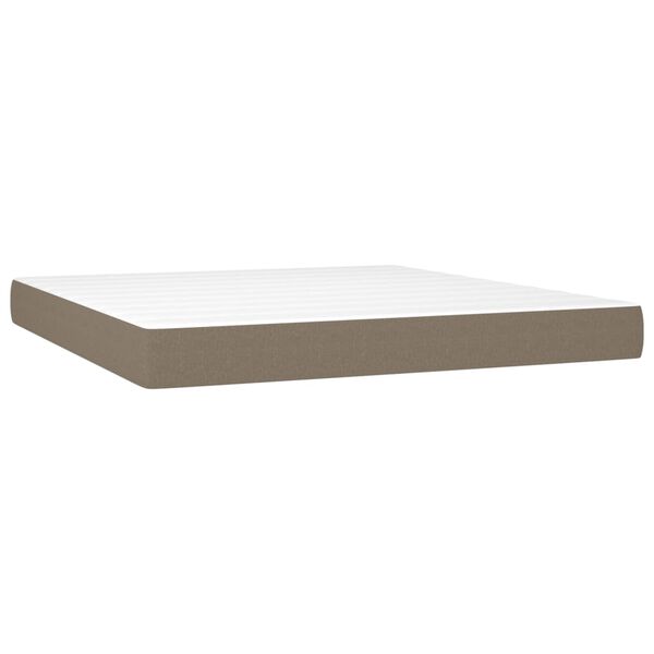 vidaXL Κρεβάτι Boxspring με Στρώμα & LED Taupe 160x200 εκ. Υφασμάτινο