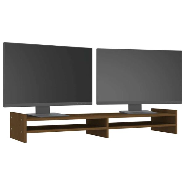 vidaXL Βάση Οθόνης Καφέ 100 x 27 x 15 εκ. από Μασίφ Ξύλο Πεύκου