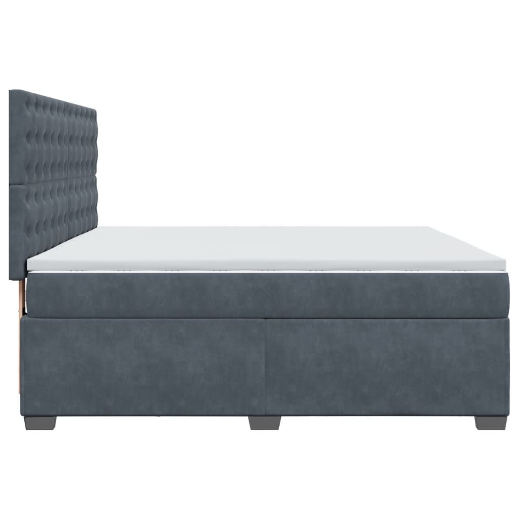 vidaXL Κρεβάτι Boxspring με Στρώμα Σκούρο Γκρι 180x200 εκ. Βελούδινο