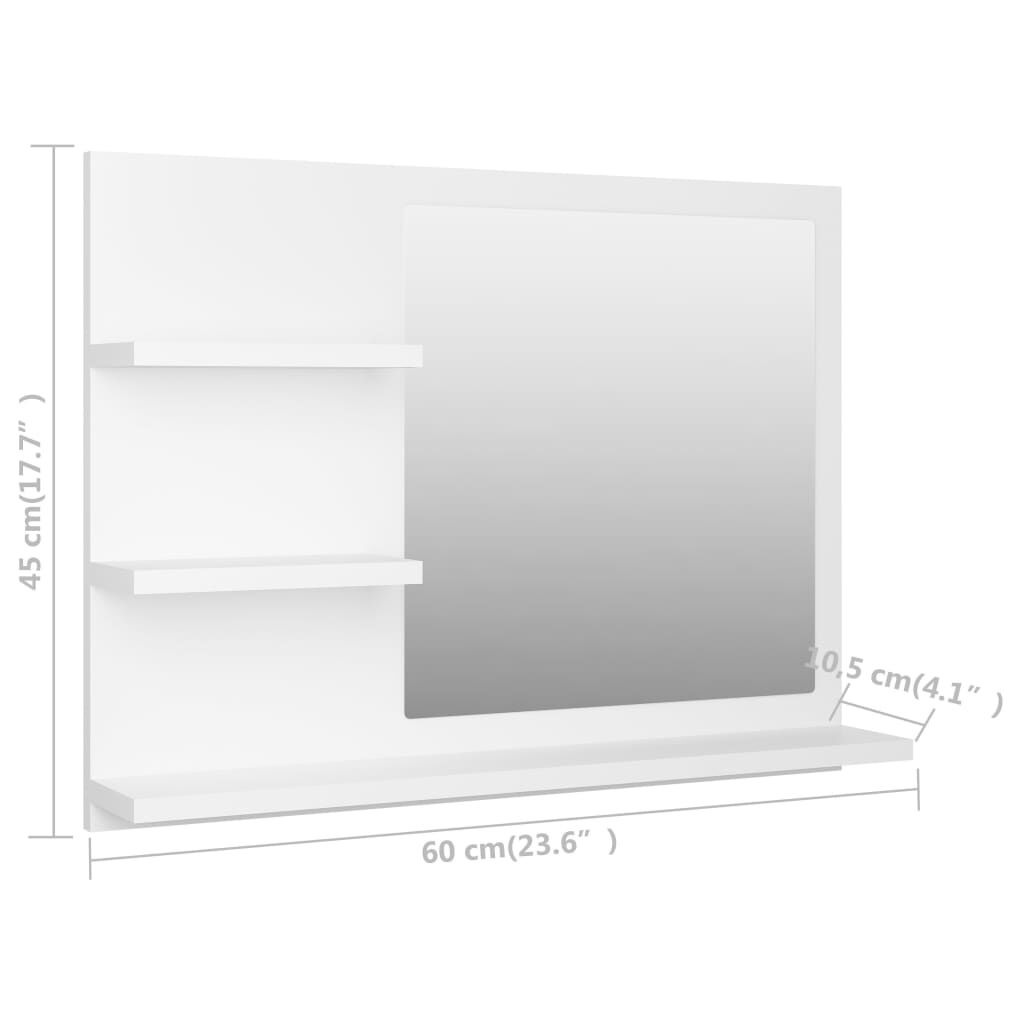 vidaXL Καθρέφτης Μπάνιου Λευκός 60 x 10,5 x 45 εκ. Επεξ. Ξύλο