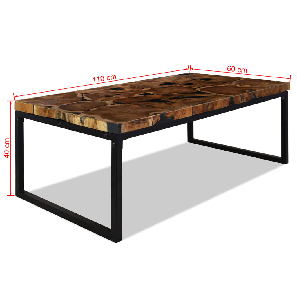 vidaXL Τραπεζάκι Σαλονιού 110 x 60 x 40 εκ. από Ξύλο Teak και Ρητίνη