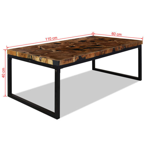 vidaXL Τραπεζάκι Σαλονιού 110 x 60 x 40 εκ. από Ξύλο Teak και Ρητίνη