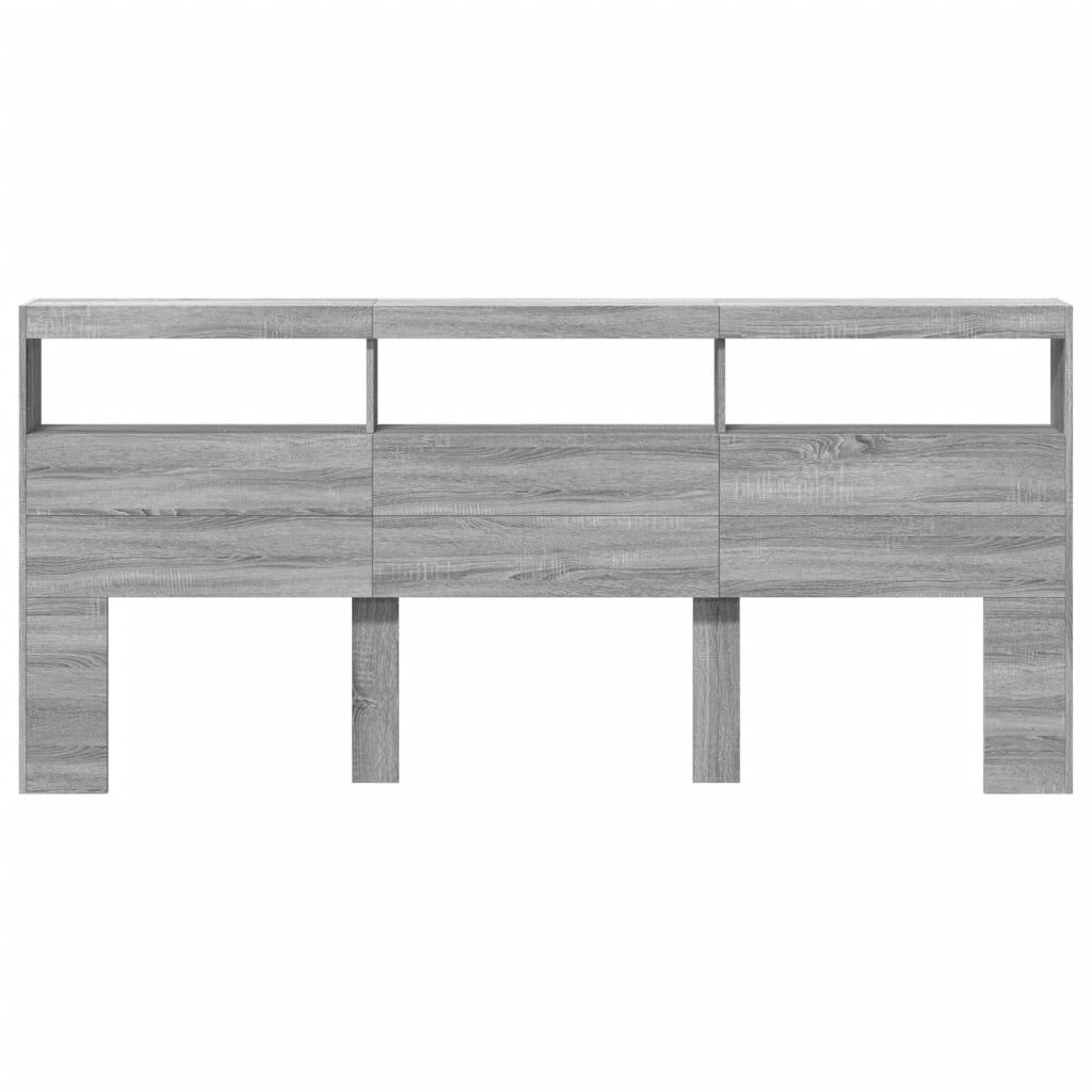 vidaXL Κεφαλάρι με Αποθηκ. Χώρο & LED Γκρι Sonoma 220x17x102 εκ.
