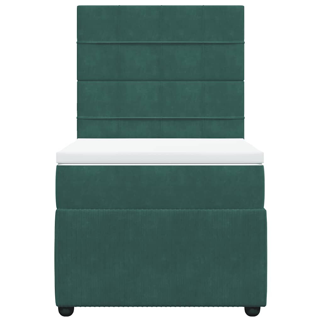 vidaXL Κρεβάτι Boxspring με Στρώμα Σκούρο Πράσινο 80x200 εκ. Βελούδινο