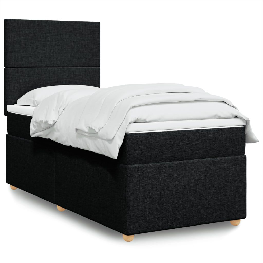 vidaXL Κρεβάτι Boxspring με Στρώμα Μαύρο 100 x 200 εκ. Υφασμάτινο