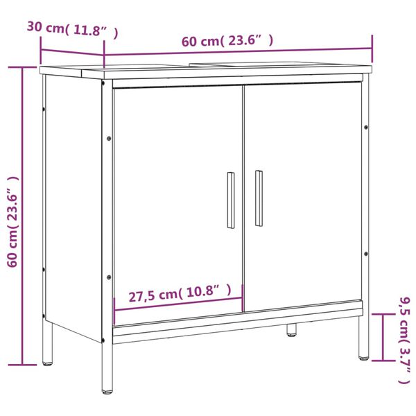 vidaXL Ντουλάπι Νιπτήρα Μπάνιου Μαύρο 60x30x60 εκ. Επεξεργασμένο Ξύλο