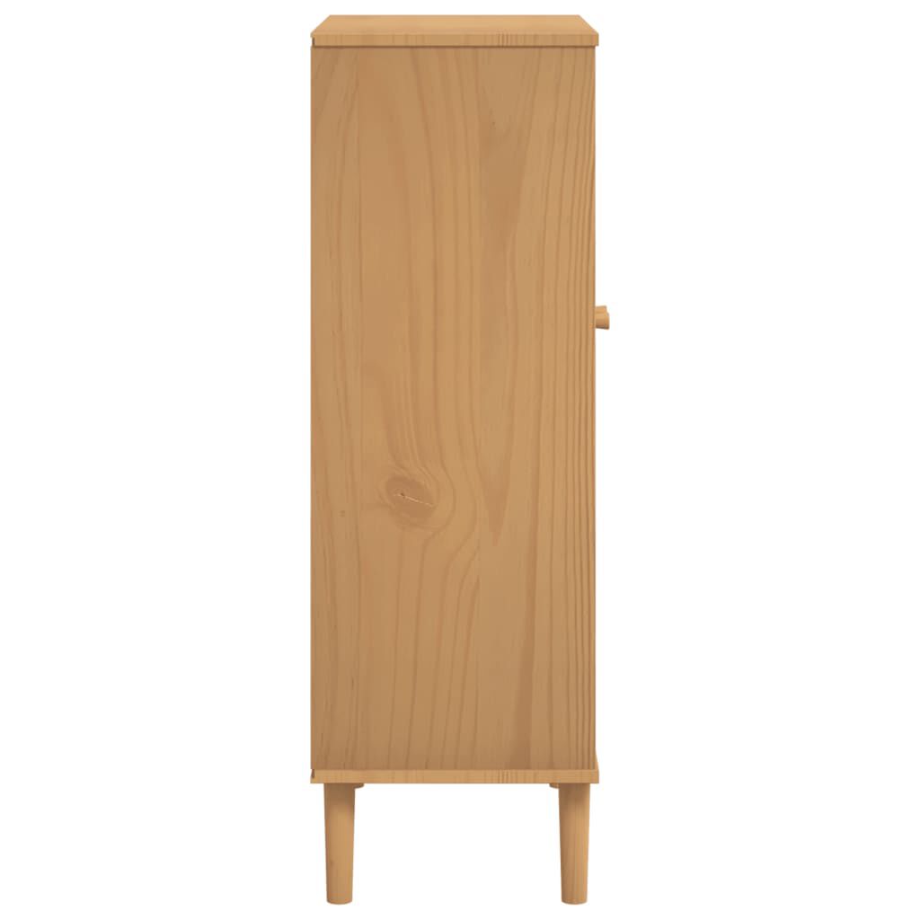 vidaXL Παπουτσοθήκη SENJA Καφέ / Ρατάν 59,5 x 35 x 107 εκ. Μασίφ Ξύλο